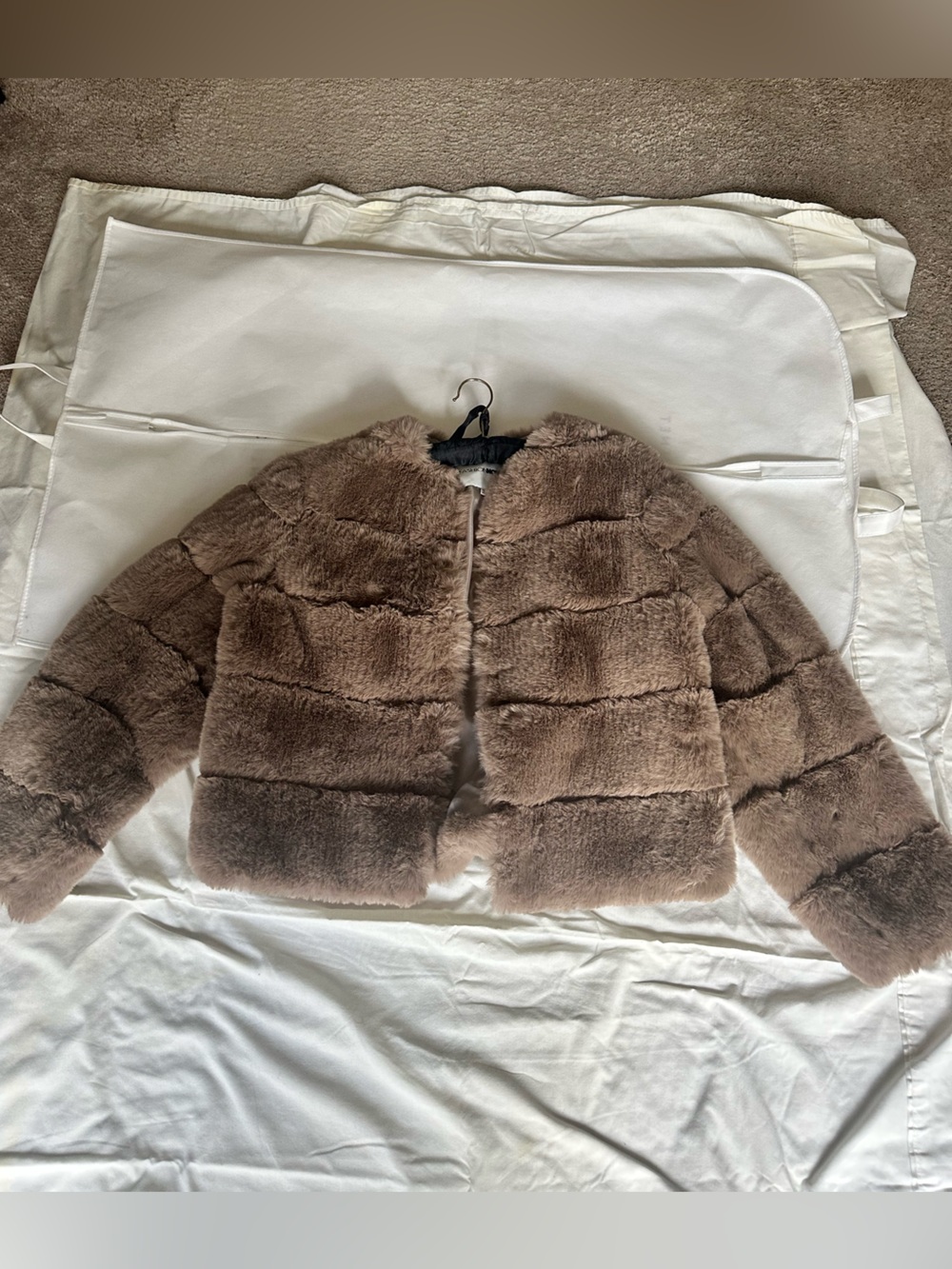 Fashion Nova Faux Fur Puffer Jacket - Brown
